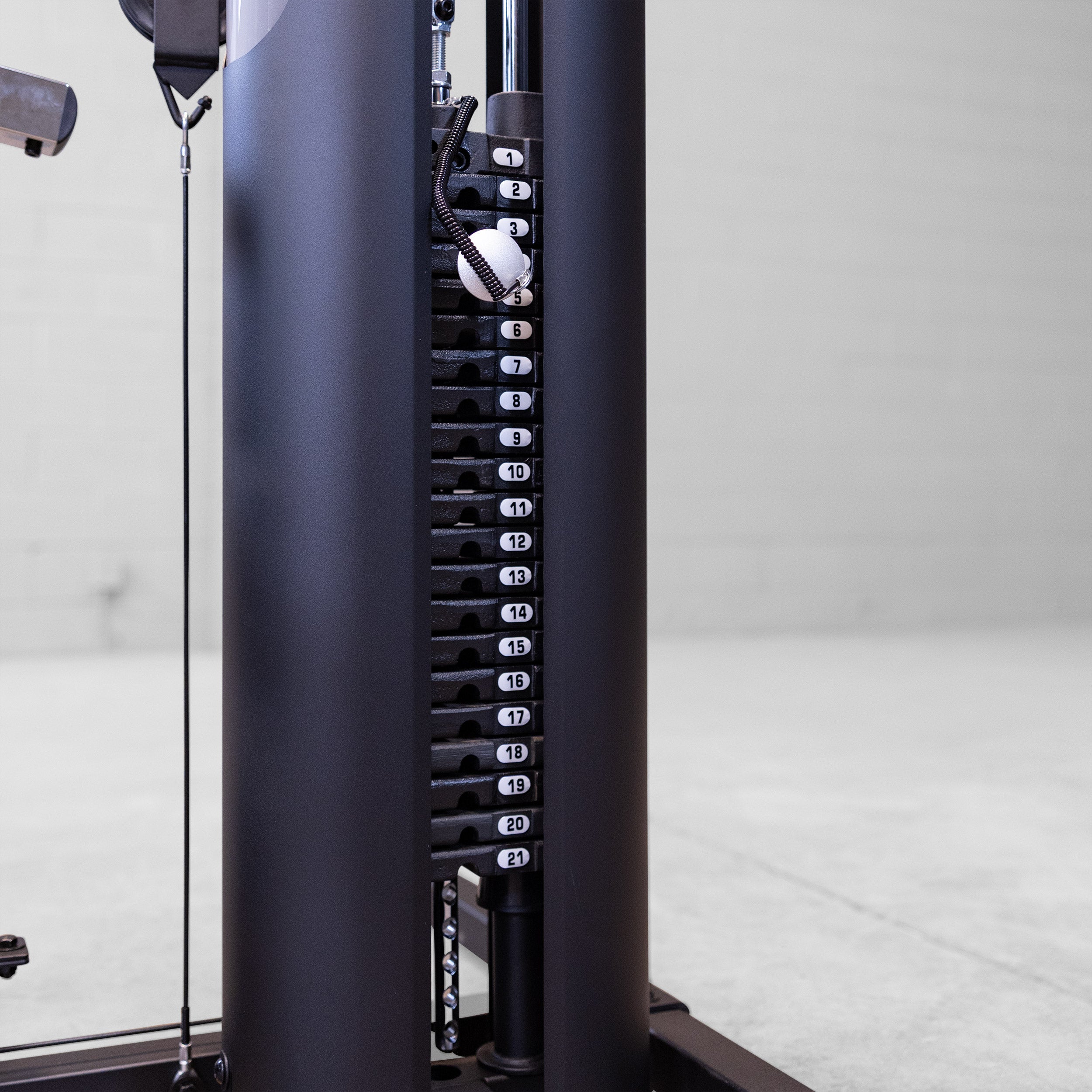 Body-Solid G6B 210 lb selectorized weight stack with protective shroud and magnetic selector pin
