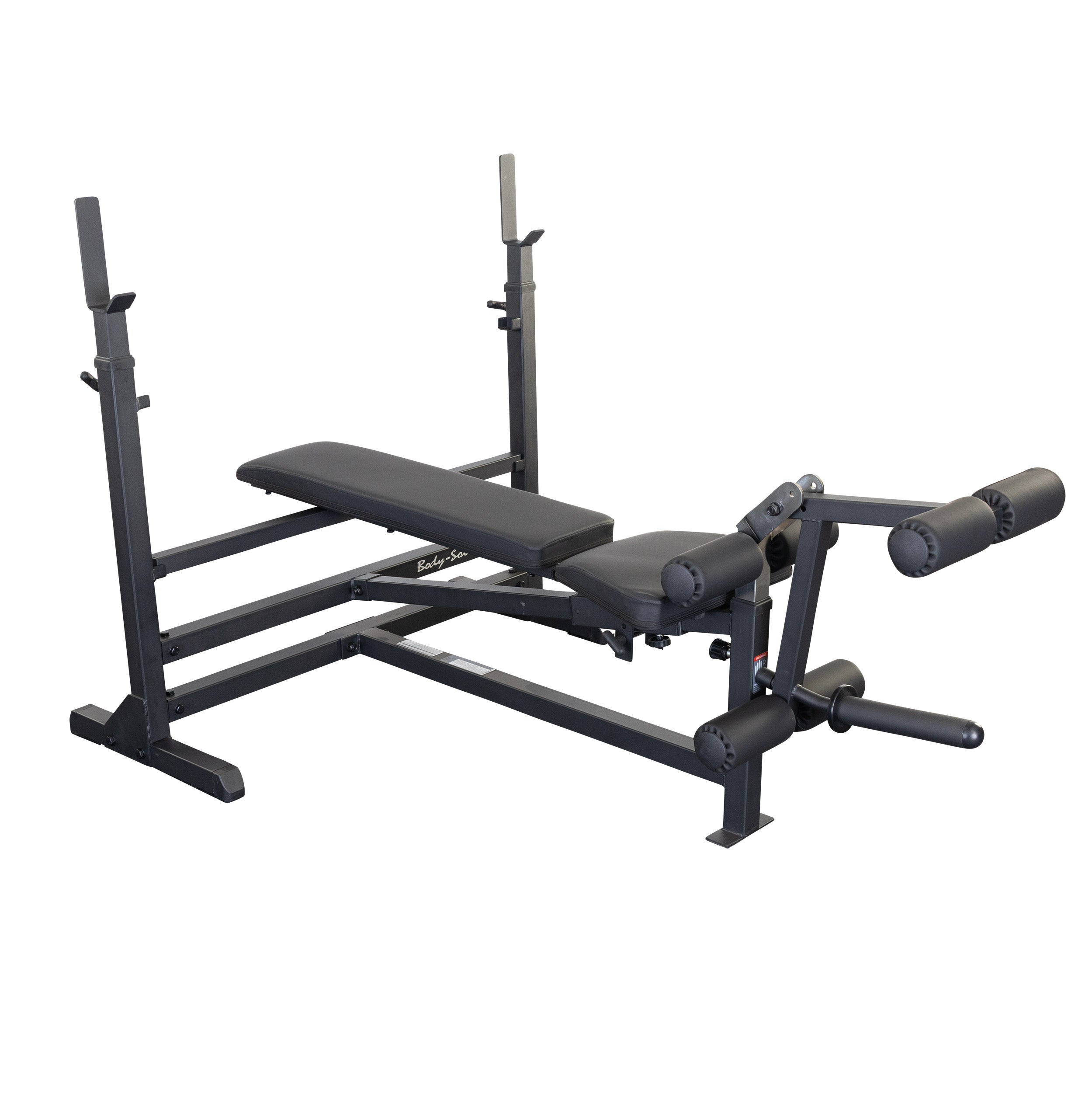 Body-Solid GDIB46LB PowerCenter Bench with adjustable barbell uprights and included six-roller leg developer