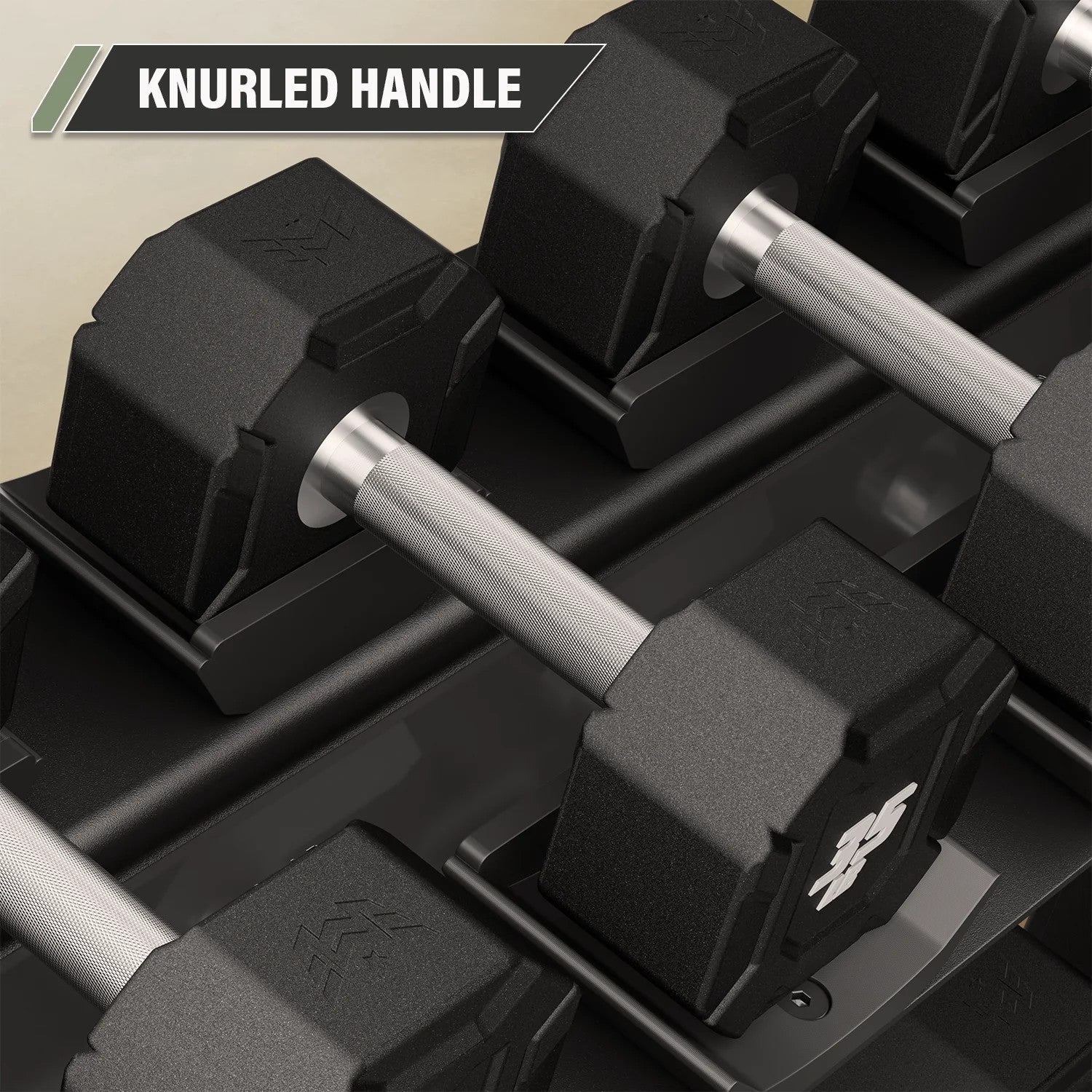 Major Fitness urethane octagonal shield dumbbells with ergonomic knurled chrome handles for secure grip and improved control during workouts