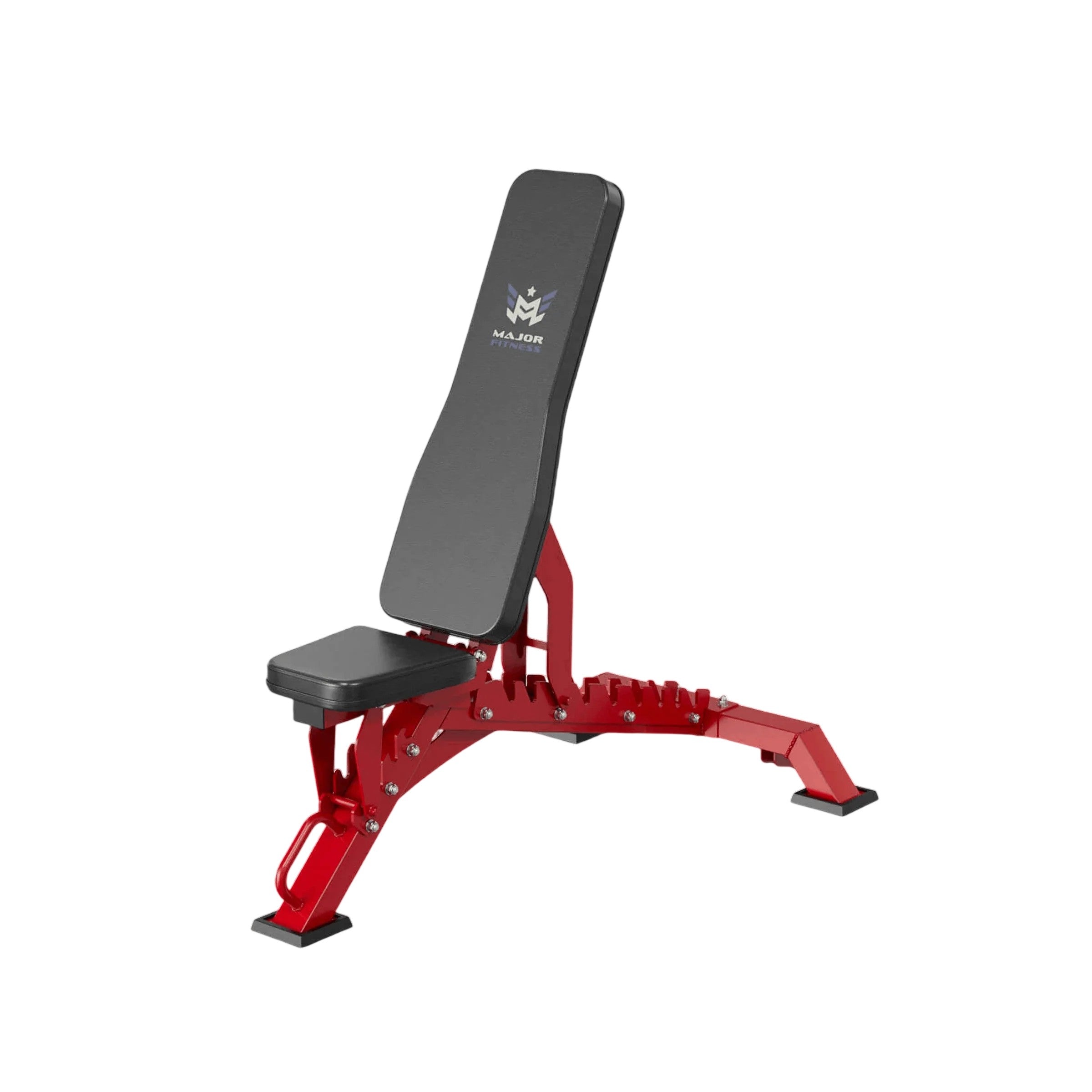 Red Major Fitness PLT01 adjustable weight bench with incline, flat, and decline positions for home gym strength training