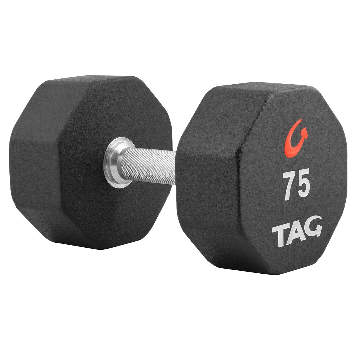 TAG Fitness 8-Sided Pro-Style Urethane Dumbbell Set 5-75 lbs with commercial-grade urethane construction