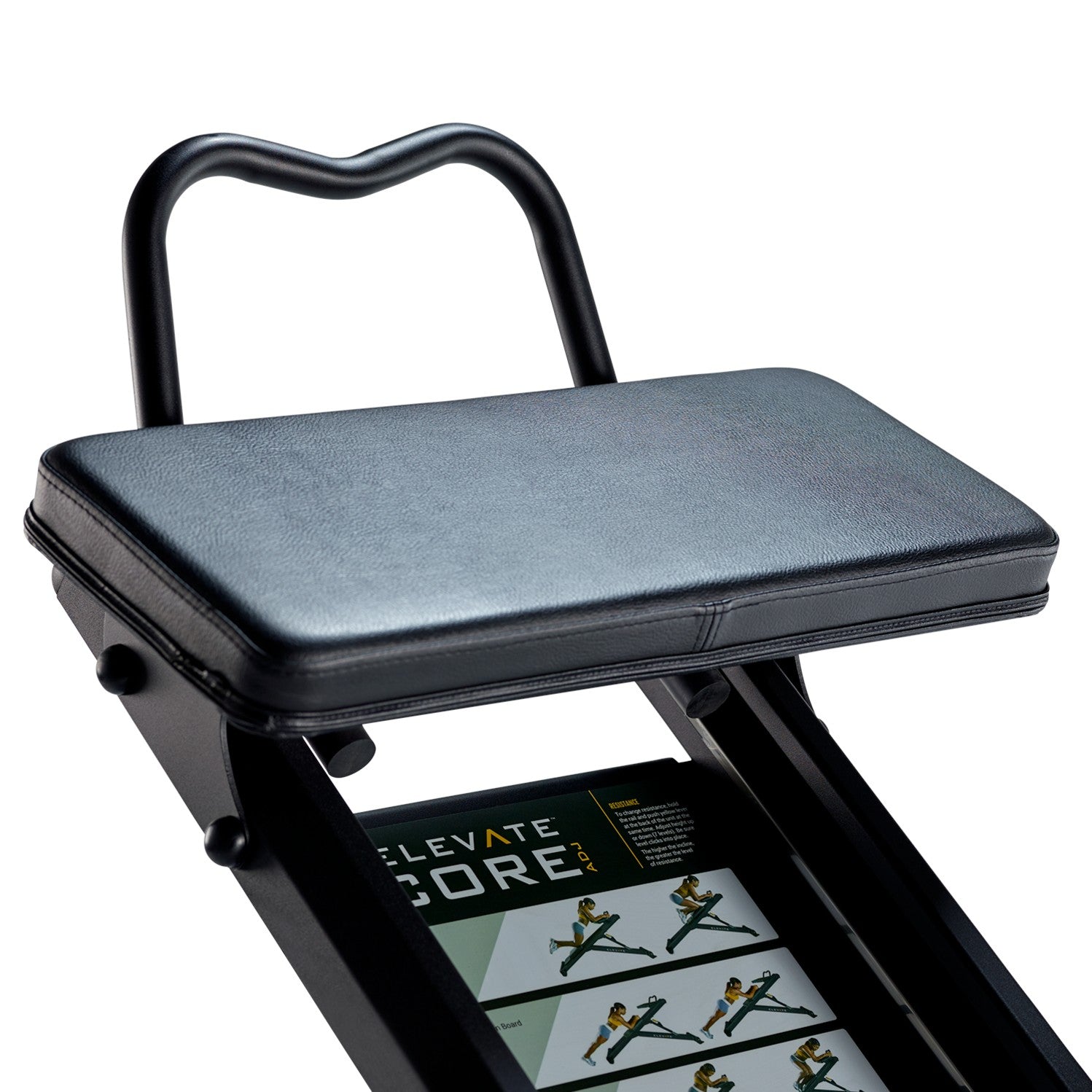 Close up of the SCRUNCH pad and ergonomic handle on the Total Gym ELEVATE Core ADJ Adjustable Core Trainer for comfortable core training