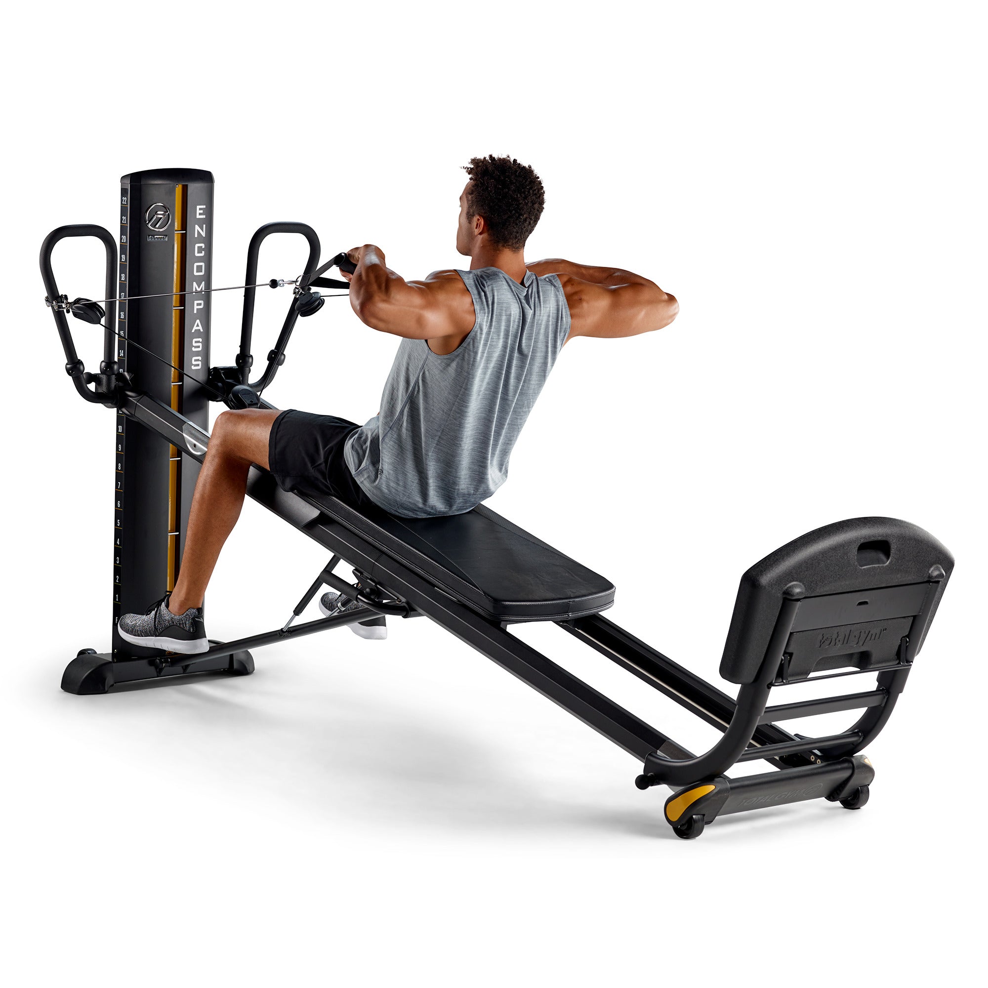 Row workout using Total Gym ELEVATE Encompass home gym