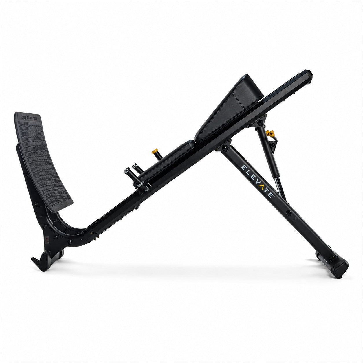 Side profile view of the Total Gym ELEVATE Jump showing the adjustable incline frame, glideboard, and squat stand platform