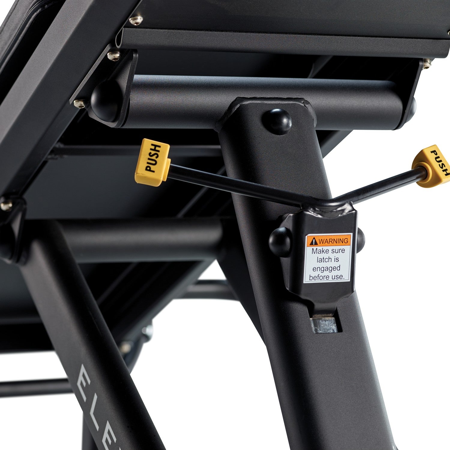 Close up of the adjustable incline mechanism on the Total Gym ELEVATE Press for changing resistance levels and exercise intensity during bodyweight training