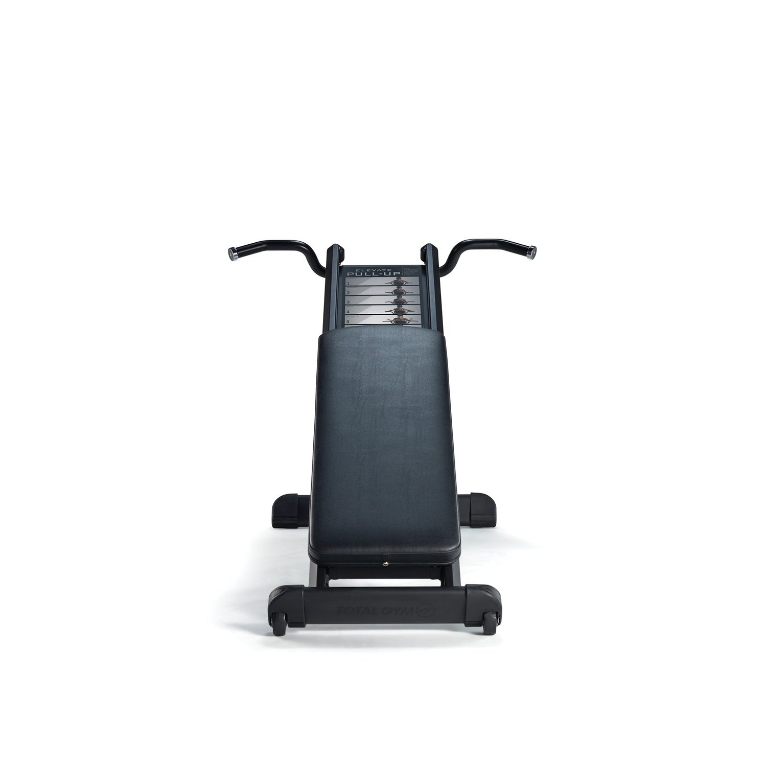Front view of the Total Gym ELEVATE Pull Up assisted bodyweight trainer with adjustable incline resistance system for pull-up training