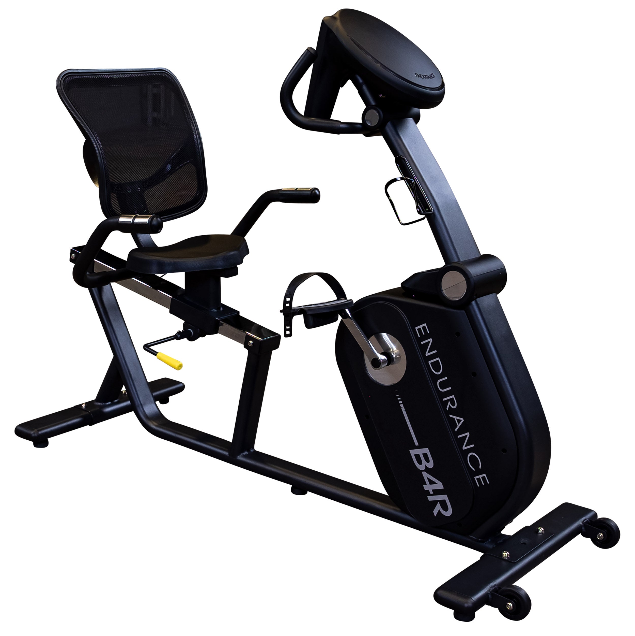 Body-Solid Endurance B4RB recumbent bike angled front view