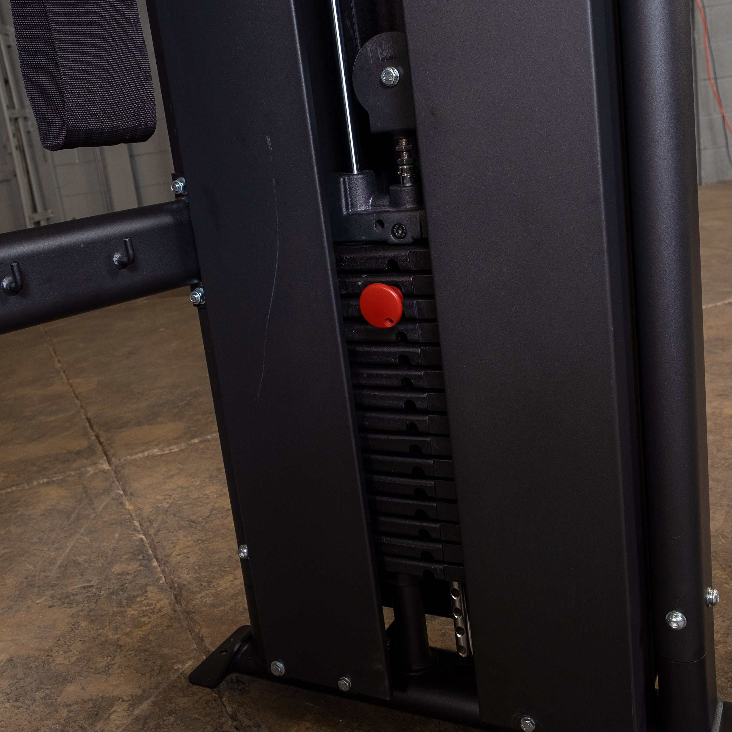 Body-Solid GFT100 functional trainer weight stack and selector pin