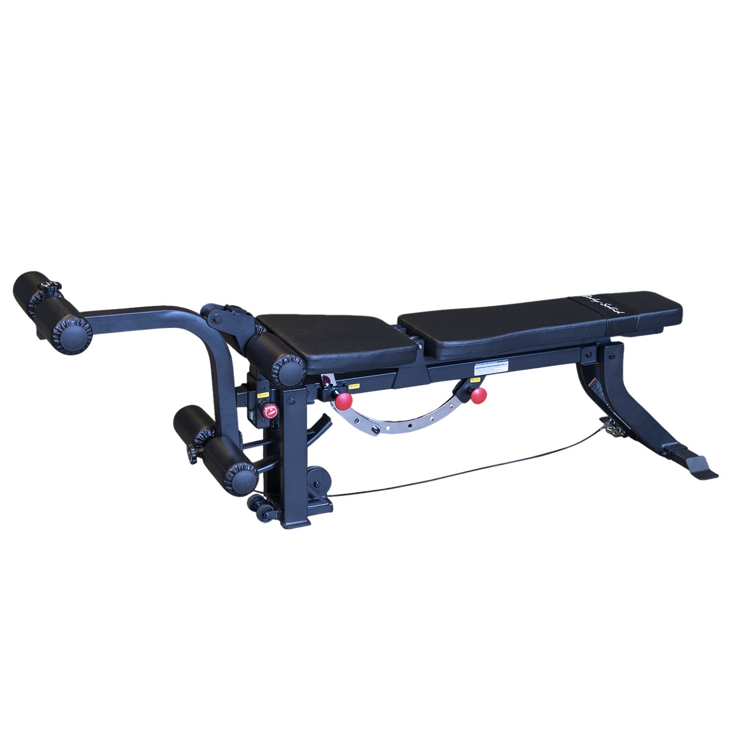 Body-Solid GLEG leg extension curl bench featuring an adjustable back pad, leg developer attachment, and heavy-duty steel frame for home gym strength training