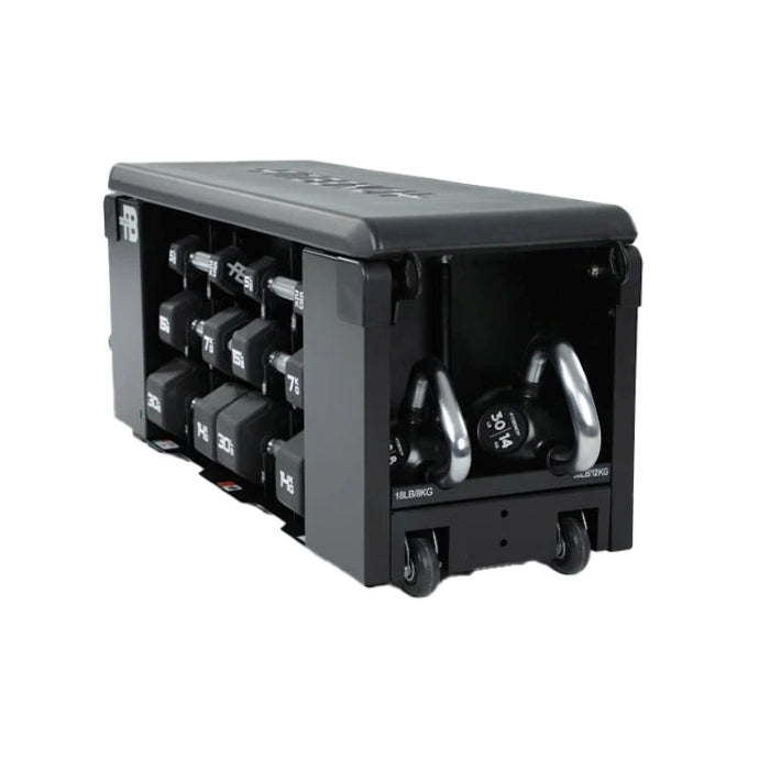FITBENCH One NXT Gen workout bench with built-in dumbbell and kettlebell storage