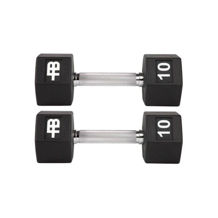 Pair of 10 lb hex dumbbells included with FITBENCH Studio home gym bench