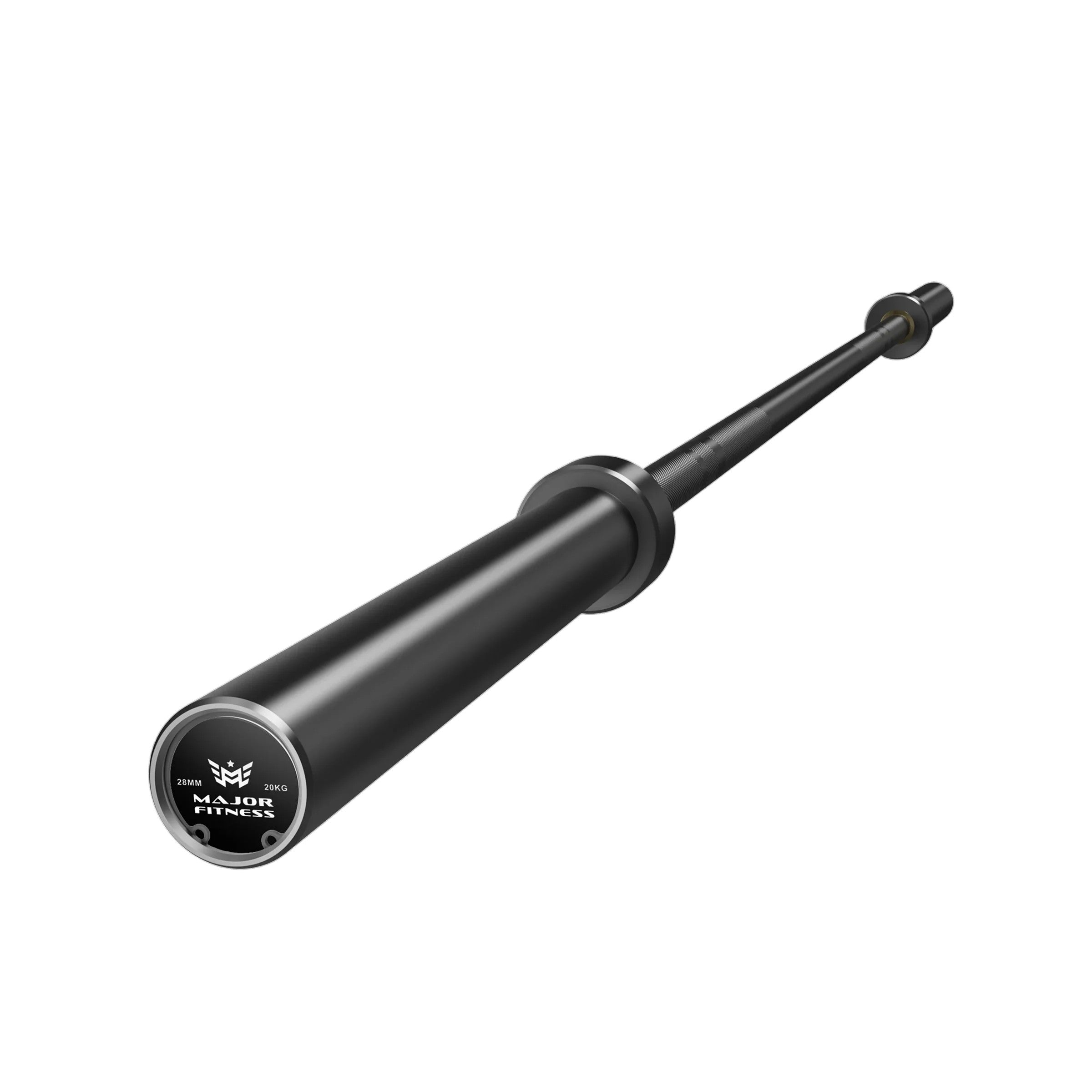 Major Fitness 7ft Olympic barbell black finish with Olympic sleeves for strength training and weightlifting