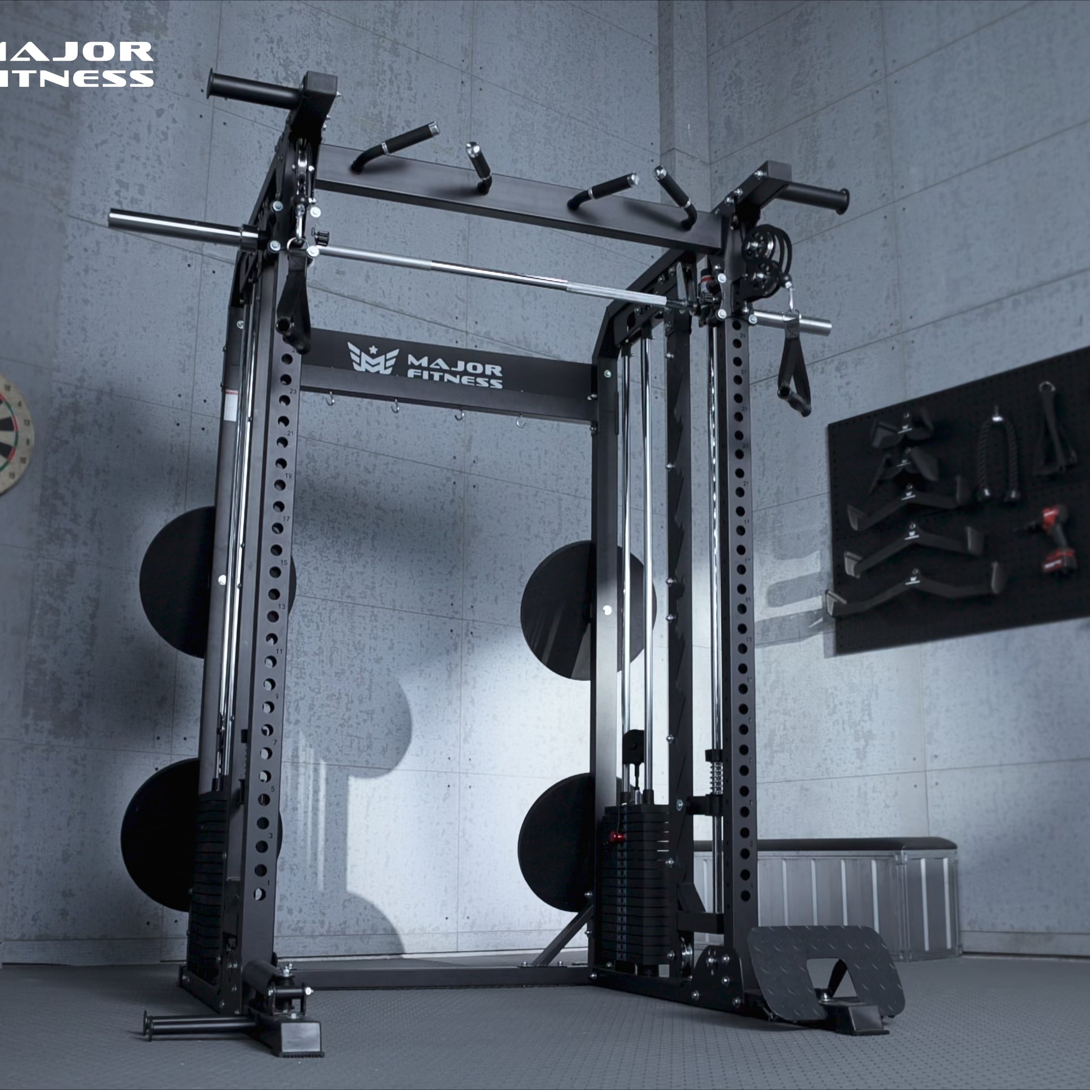 Major Fitness B52 Pro all in one smith machine and functional trainer in home gym setup