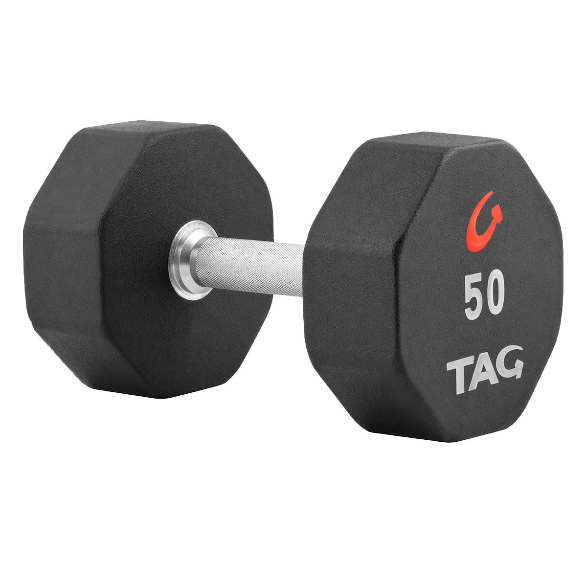 TAG Fitness 8-Sided Pro-Style Urethane Dumbbell Set 5-50 lbs with commercial-grade urethane construction
