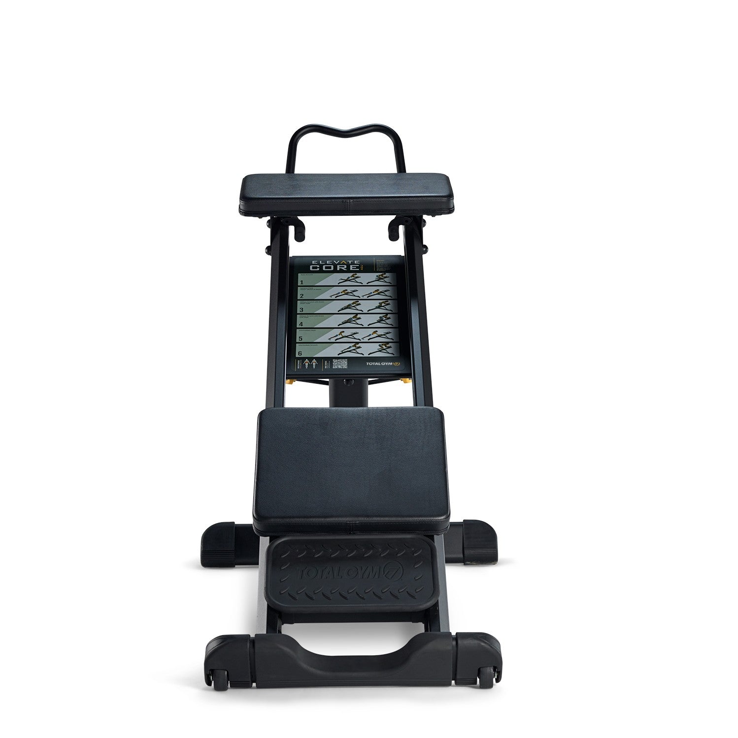 Front view of the Total Gym ELEVATE Core ADJ Adjustable Core Trainer with adjustable bodyweight resistance for commercial and home gym core training