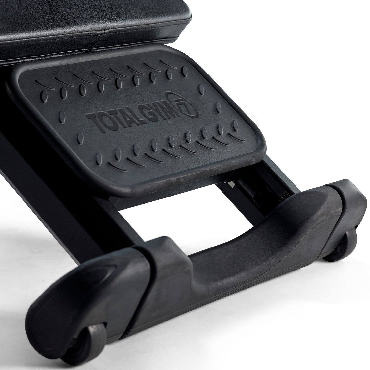 Close up of the non slip rubber foot plate on the Total Gym ELEVATE Core ADJ Adjustable Core Trainer for secure footing during core exercises