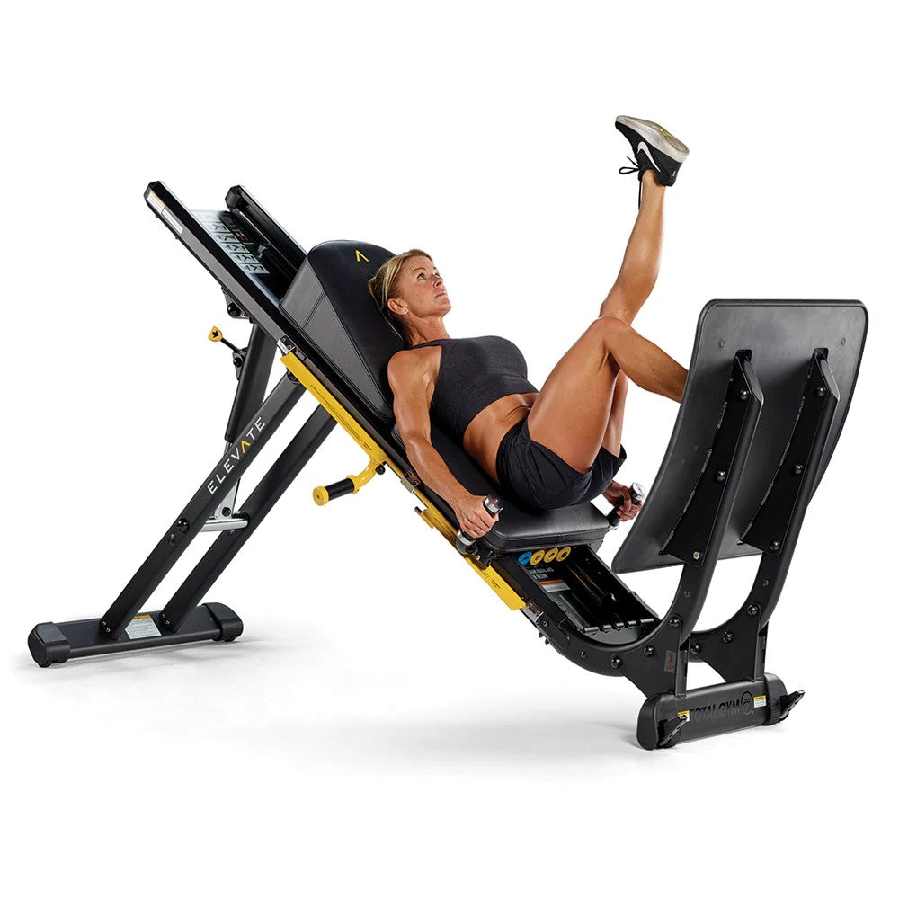 Athlete performing a single-leg lower body exercise on the Total Gym ELEVATE Jump using adjustable bodyweight resistance