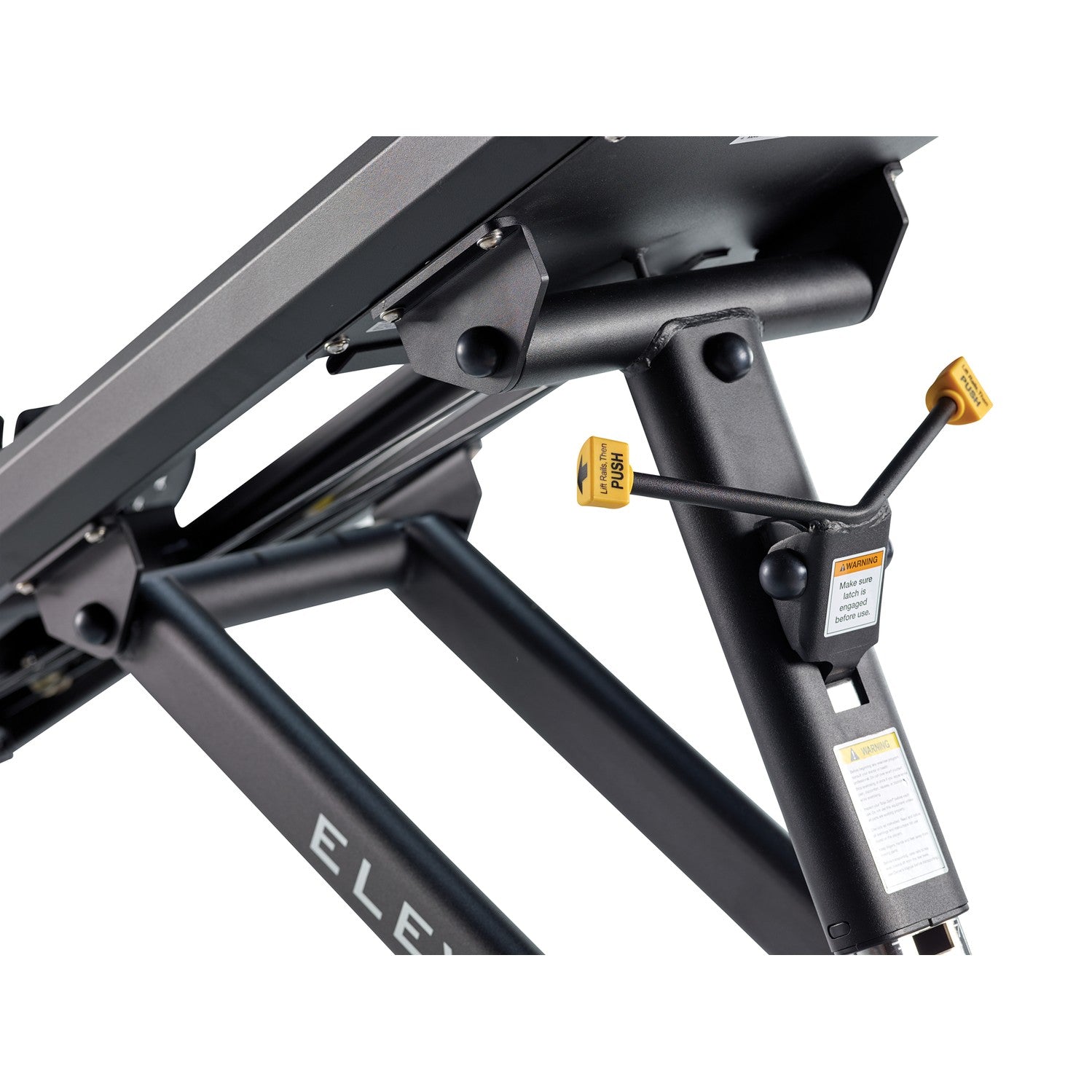 Close up of the adjustable incline lever on the Total Gym ELEVATE Row ADJ adjustable incline rowing machine showing the bodyweight resistance adjustment system
