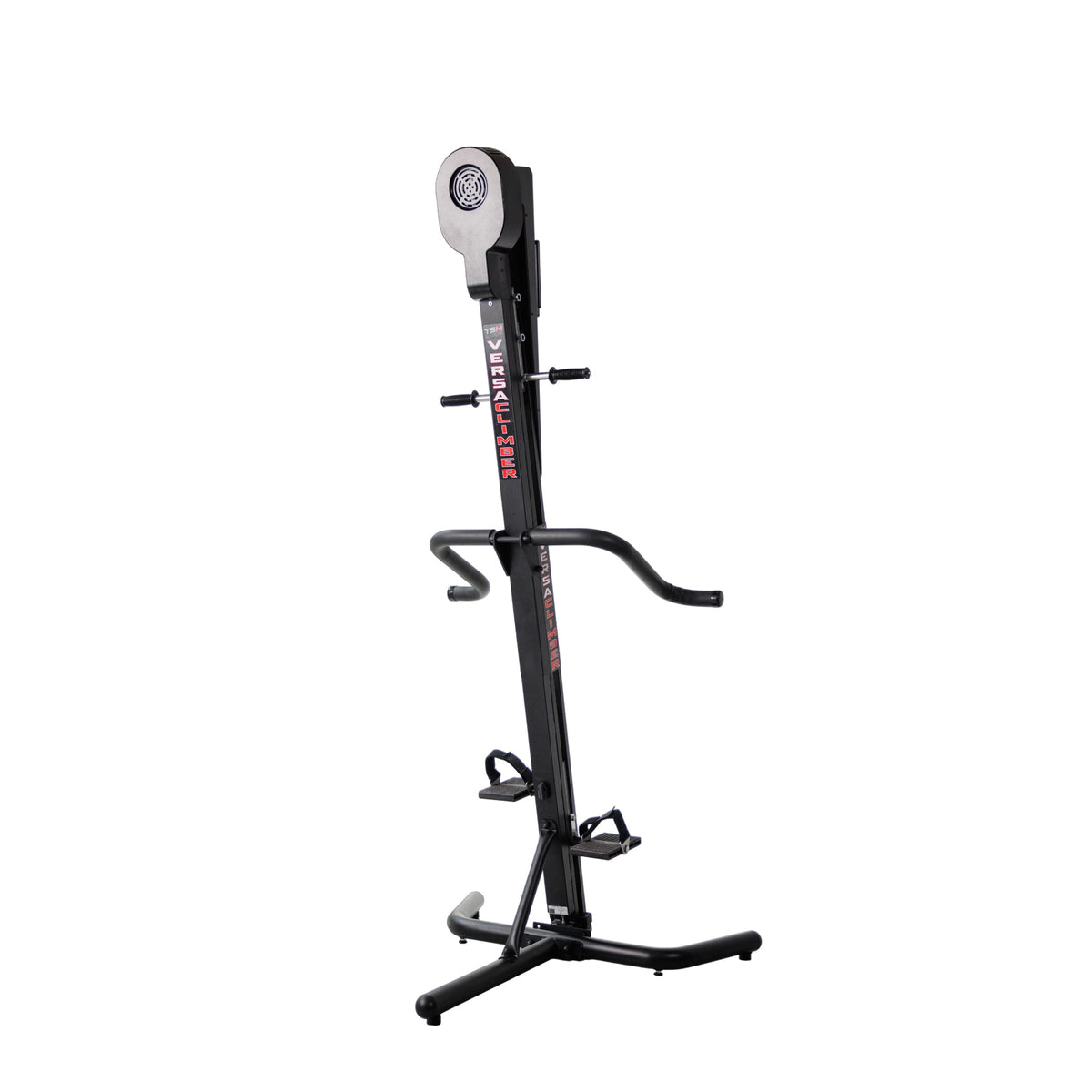 VersaClimber TS-Magnetic touchscreen vertical climber with standard base in a bright home gym setting